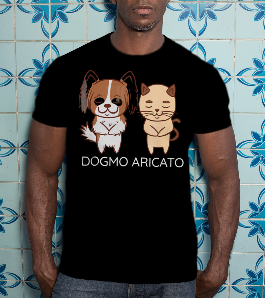 Funny Papillon Dogmo Aricato Dog And Cat Duo T-Shirt