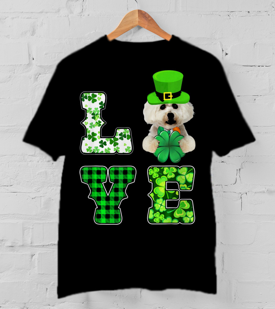 Funny St Patricks Day Maltese Love Shamrock Clovers T-Shirt