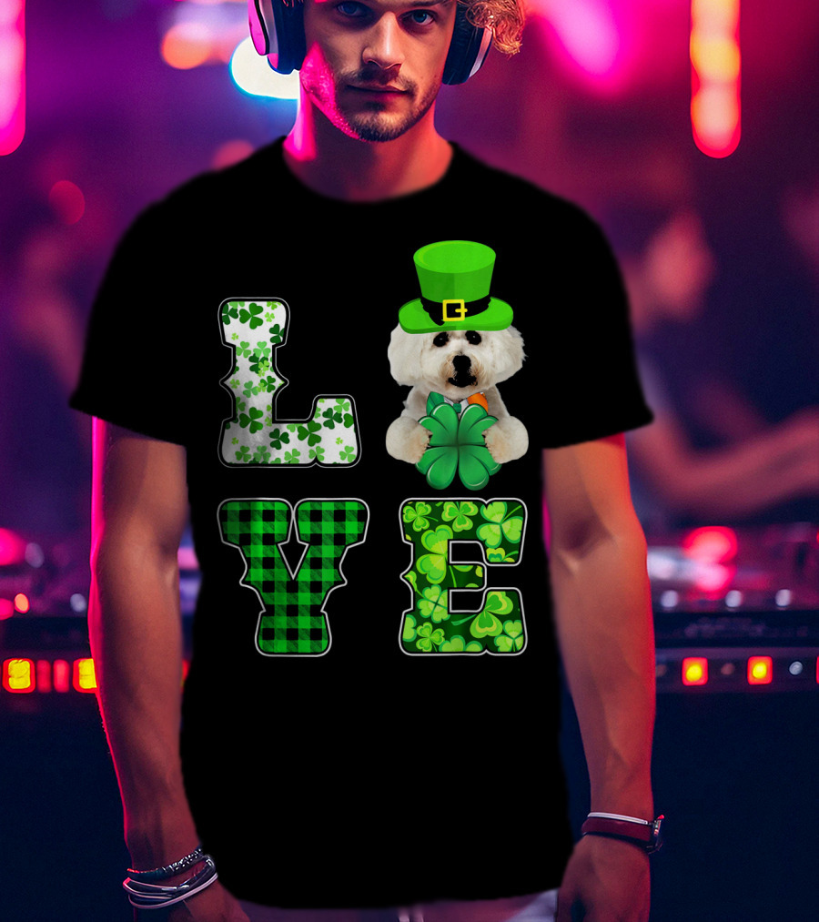 Funny St Patricks Day Maltese Love Shamrock Clovers T-Shirt