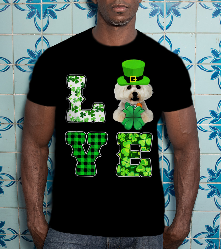 Funny St Patricks Day Maltese Love Shamrock Clovers T-Shirt