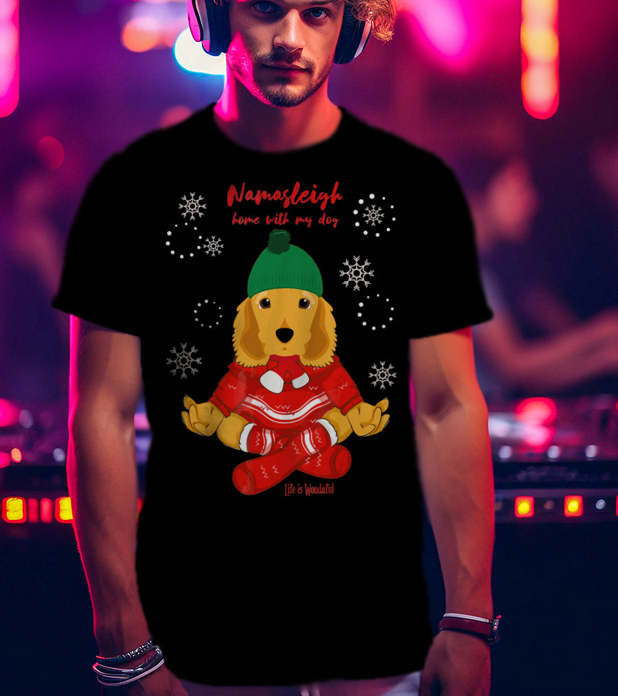 Namasleigh Cocker Spaniel Love Christmas Yoga Dog Life Is Wonderful T-Shirt