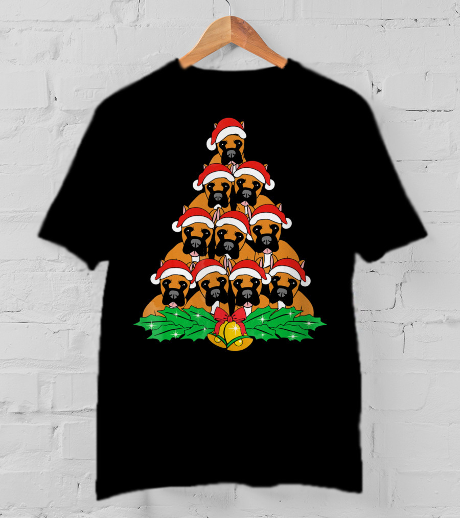 Great Dane Christmas Santa Hat Tree Dog Xmas Lover T-Shirt