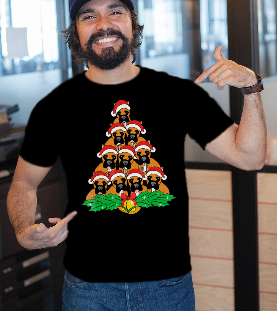 Great Dane Christmas Santa Hat Tree Dog Xmas Lover T-Shirt