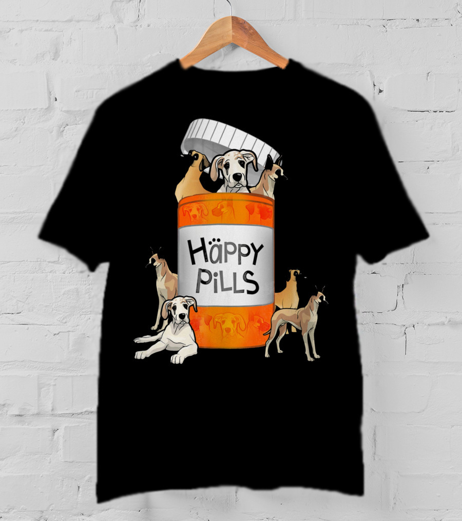 Great Dane Dog Happy Pills Prescription Bottle T-Shirt