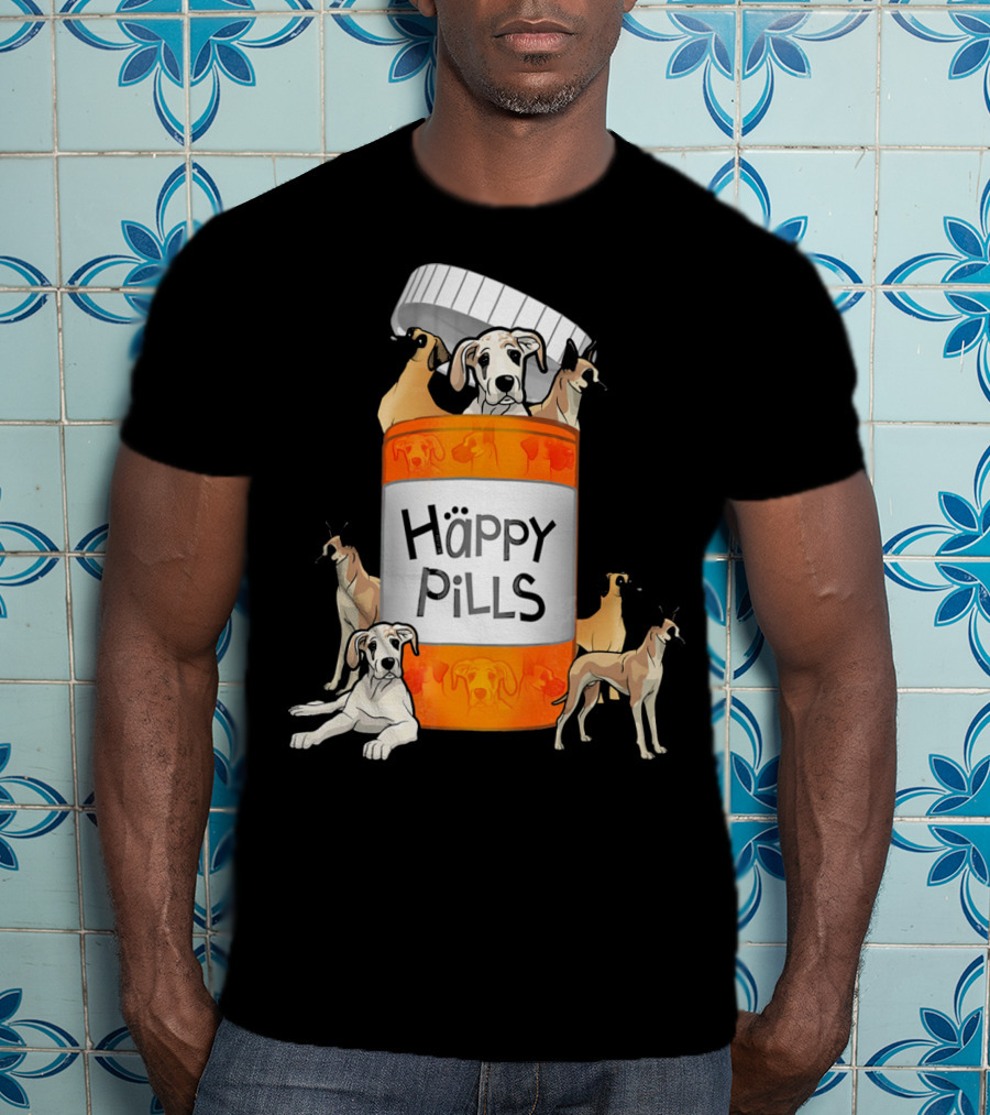 Great Dane Dog Happy Pills Prescription Bottle T-Shirt
