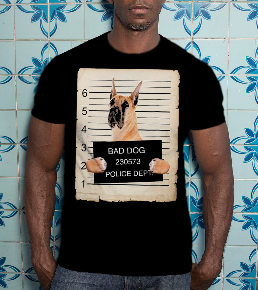 Great Dane Bad Dog Police Dept Mugshot 230573 T-Shirt