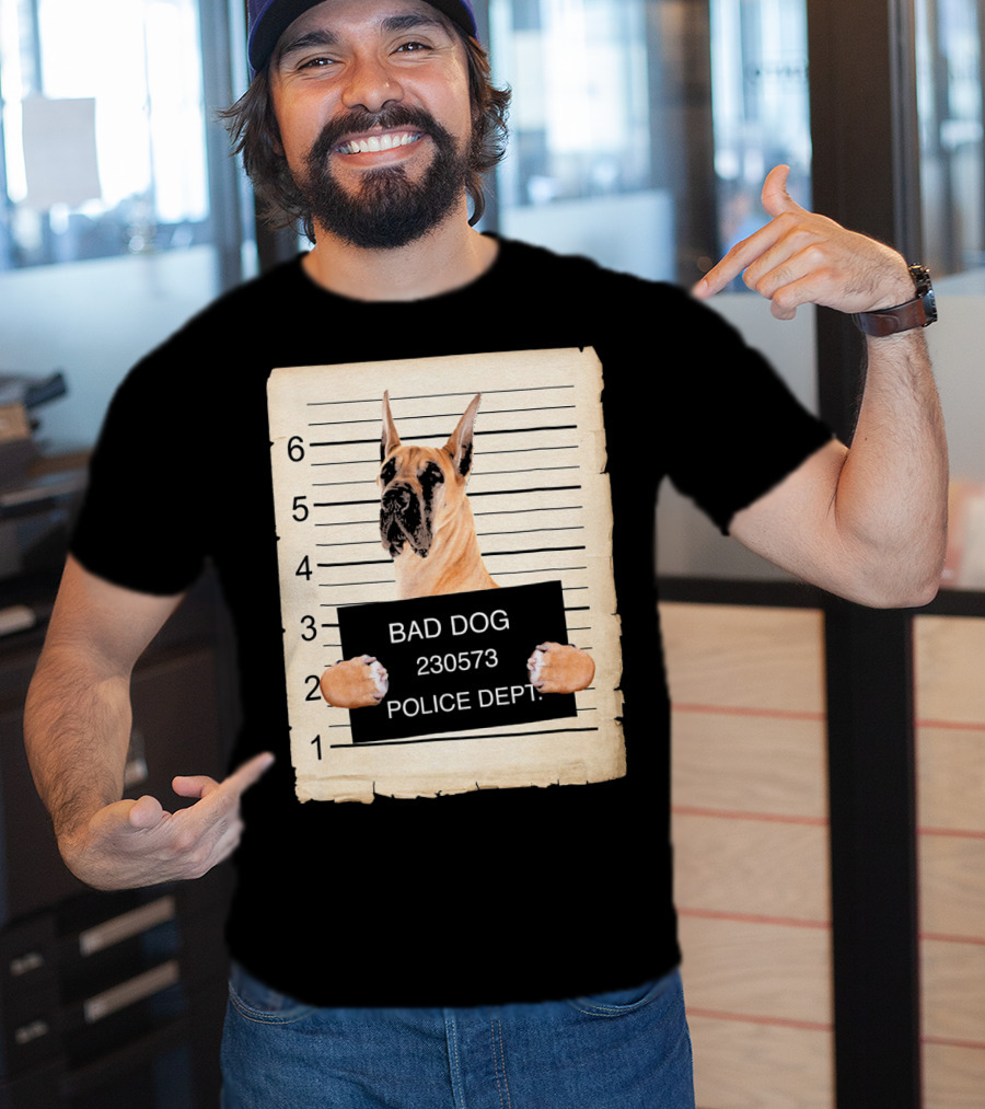 Great Dane Bad Dog Police Dept Mugshot 230573 T-Shirt