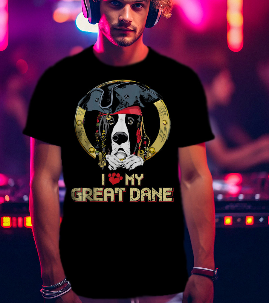 I ❤️ My Great Dane Pirate Dog T-Shirt