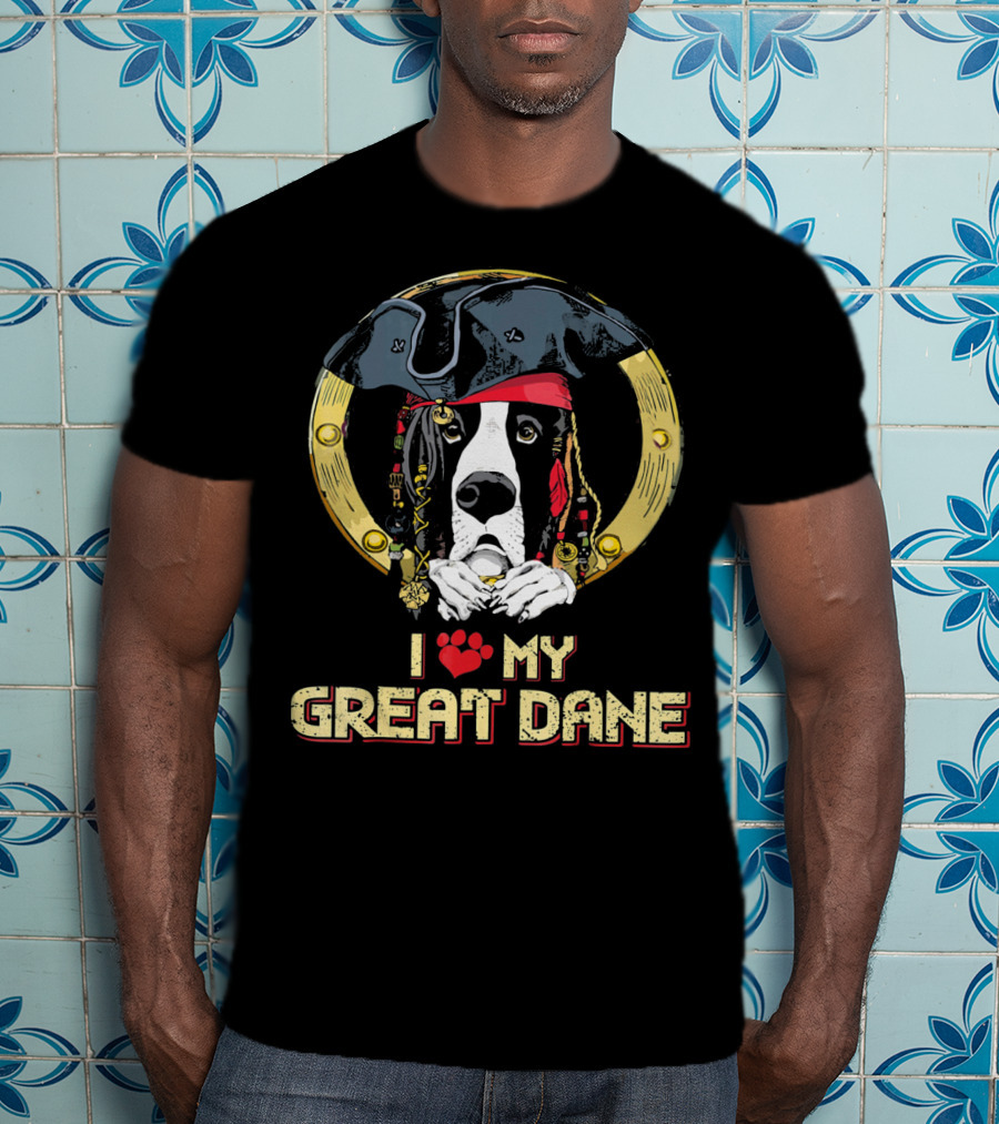 I ❤️ My Great Dane Pirate Dog T-Shirt