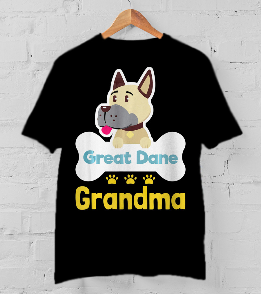 Great Dane Grandma Dog Bone With Paw Prints T-Shirt