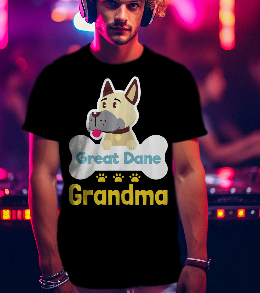 Great Dane Grandma Dog Bone With Paw Prints T-Shirt