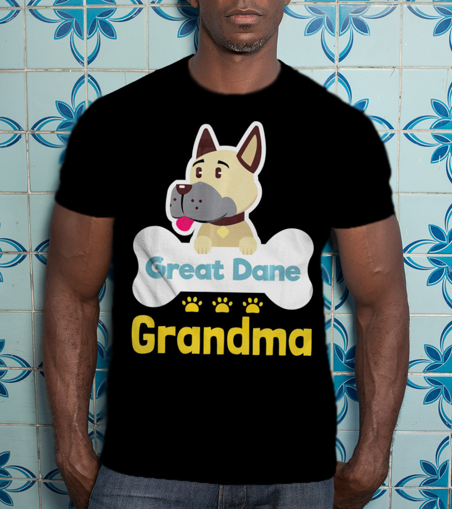 Great Dane Grandma Dog Bone With Paw Prints T-Shirt