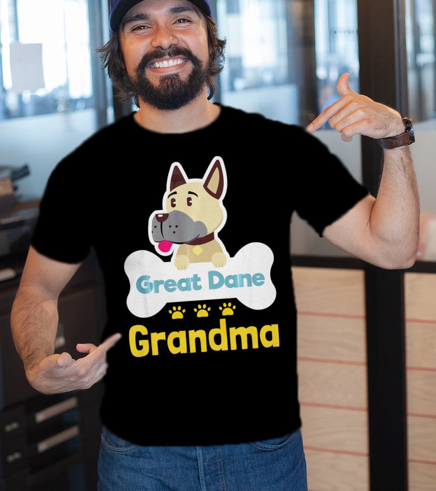 Great Dane Grandma Dog Bone With Paw Prints T-Shirt