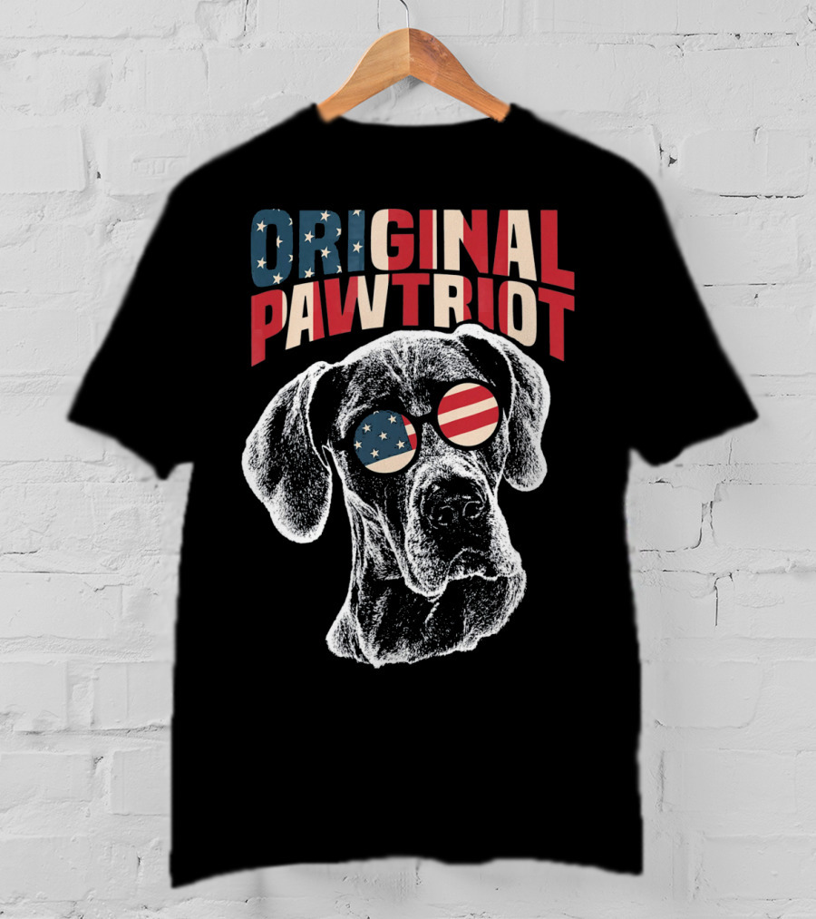 Original Pawtriot Great Dane USA Flag Funny July T-Shirt