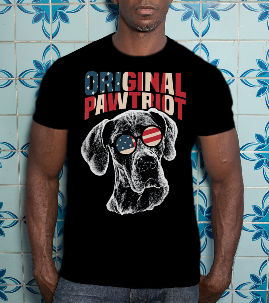 Original Pawtriot Great Dane USA Flag Funny July T-Shirt