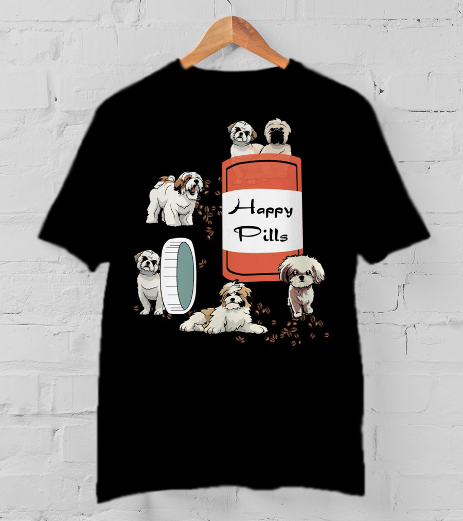 Happy Pills Shih Tzu Dog Cute Canine Fun Playful Puppy T-Shirt