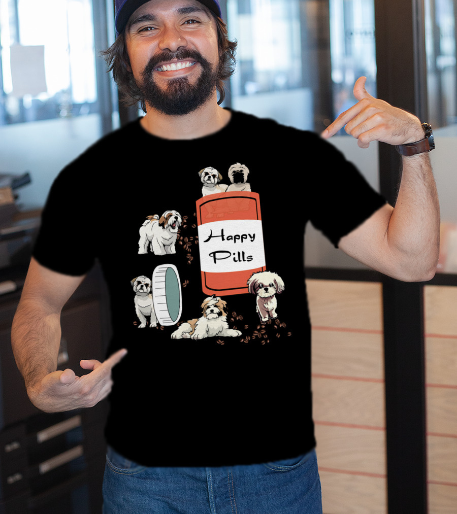 Happy Pills Shih Tzu Dog Cute Canine Fun Playful Puppy T-Shirt