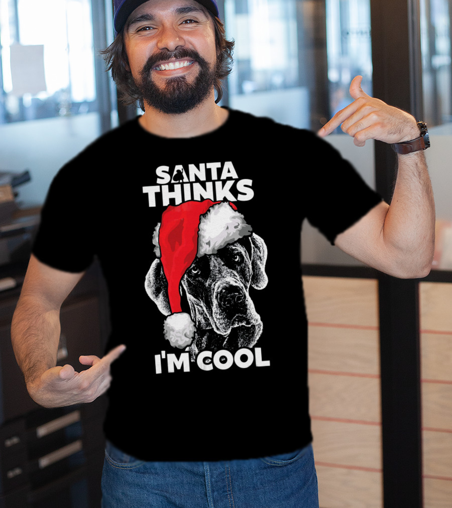 Santa Thinks I'm Cool Great Dane T-Shirt