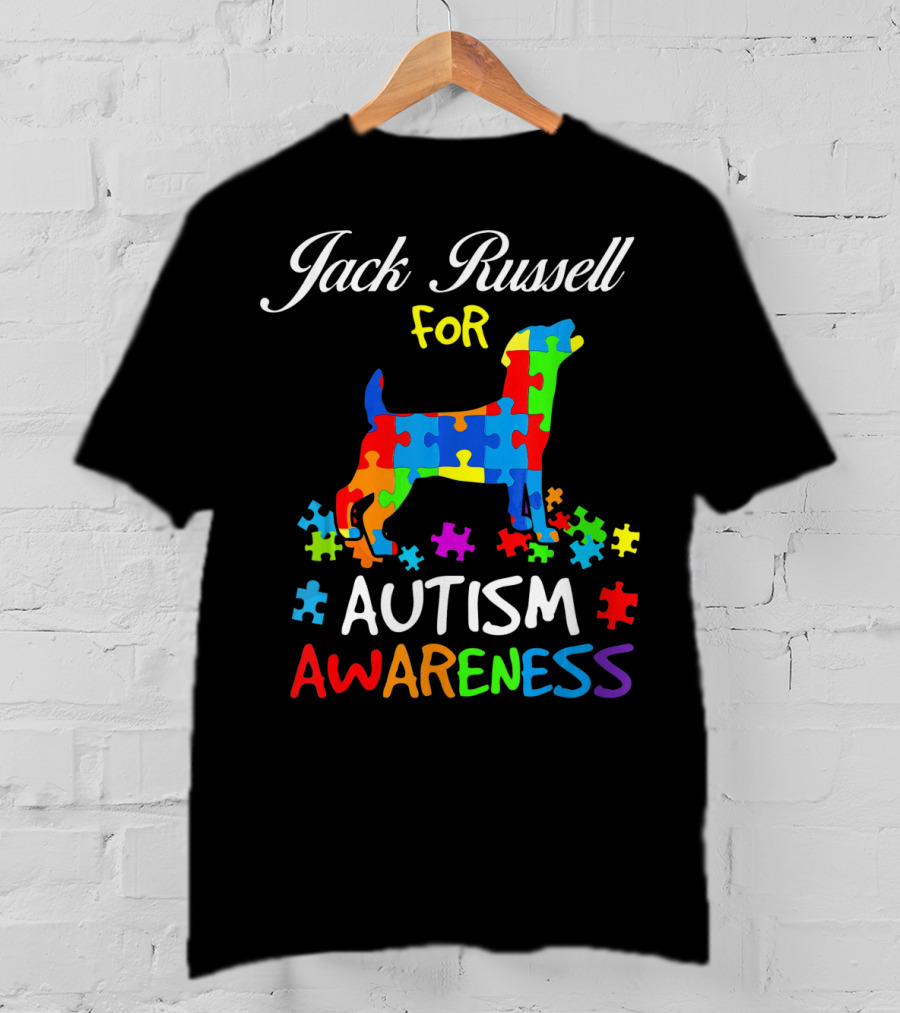 Jack Russell Dog For Autism Awareness Puzzle Pieces T-Shirt