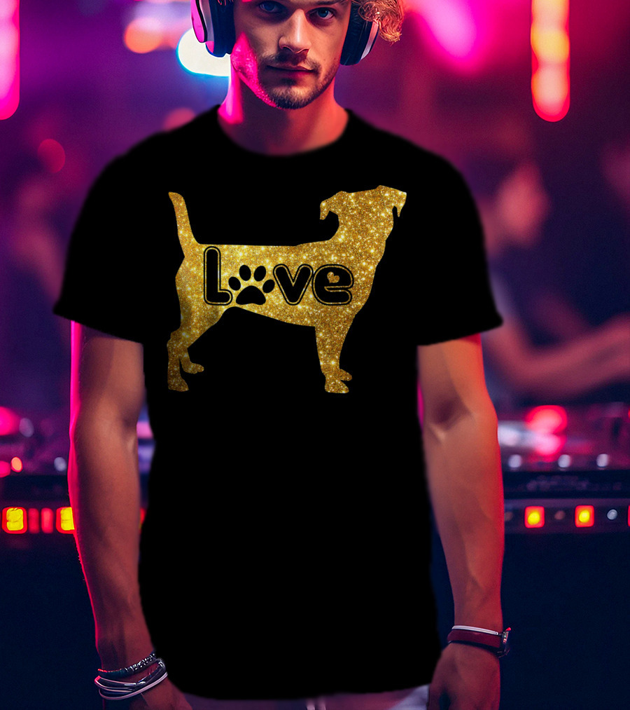Jack Russell Gold Love Valentine Paw Print Dog T-Shirt