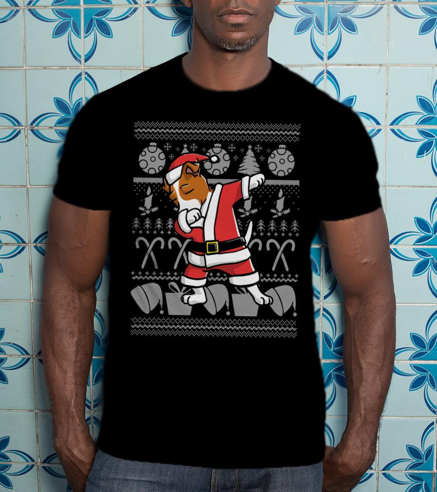 Jack Russell Terrier Dabbing Santa Dog Christmas T-Shirt