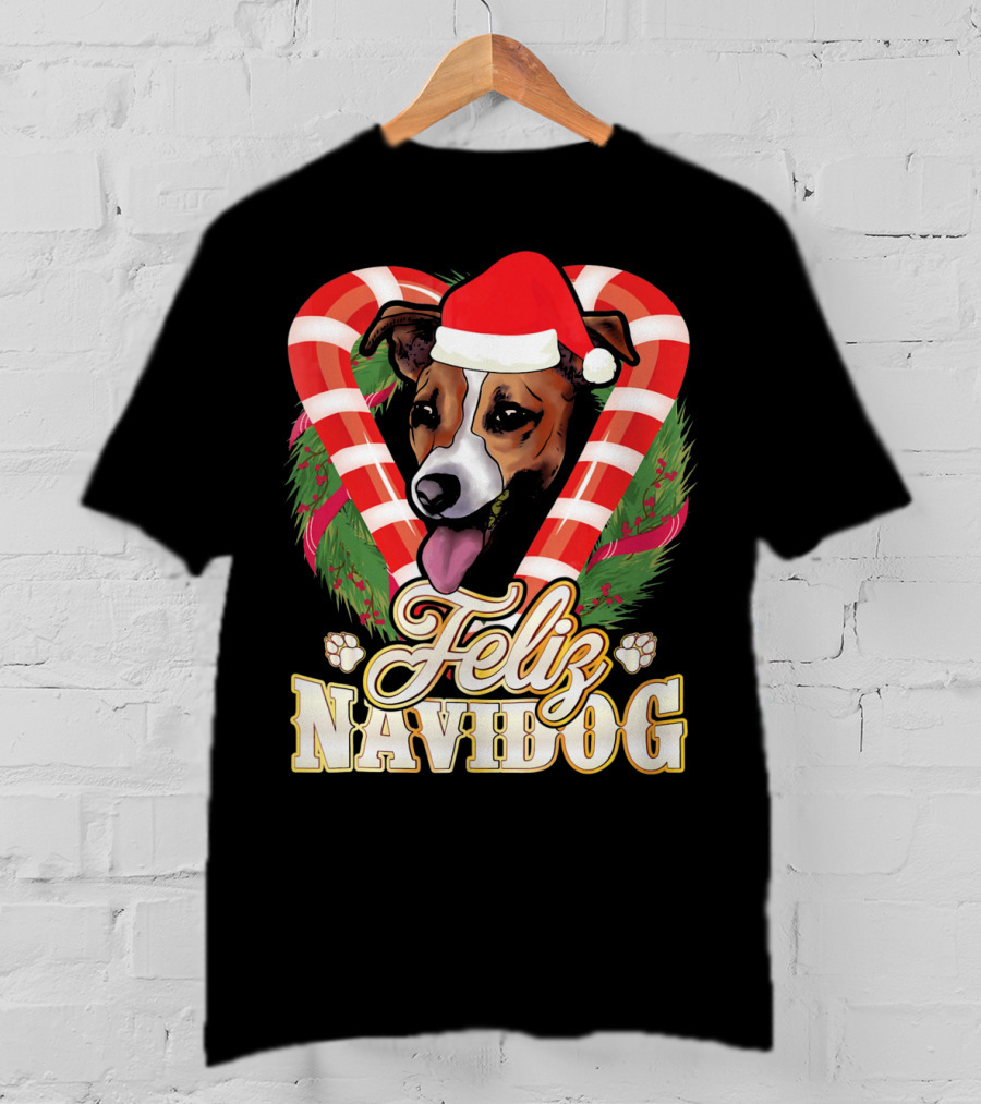 Feliz Navidog Jack Russell Terrier Santa Claus T-Shirt