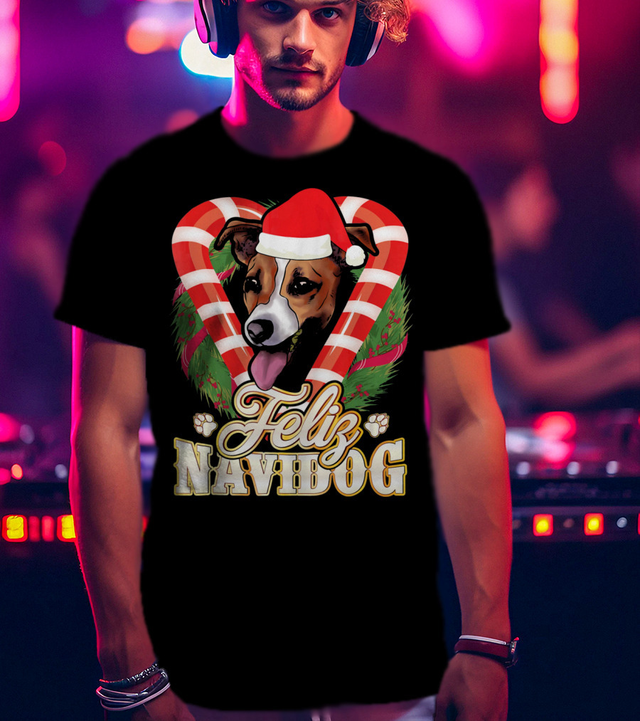 Feliz Navidog Jack Russell Terrier Santa Claus T-Shirt
