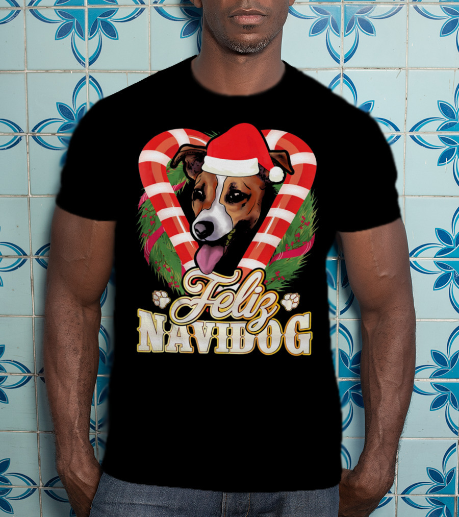Feliz Navidog Jack Russell Terrier Santa Claus T-Shirt