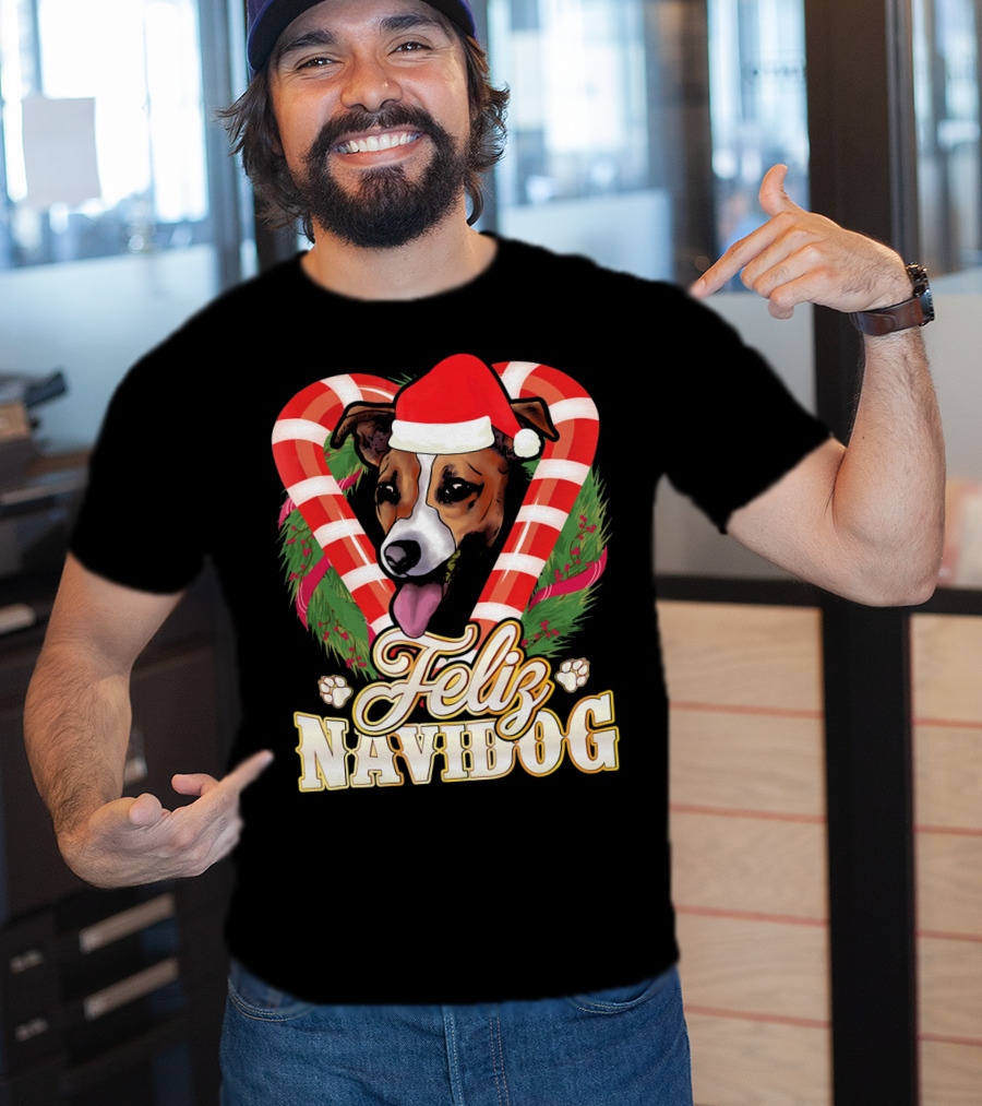 Feliz Navidog Jack Russell Terrier Santa Claus T-Shirt