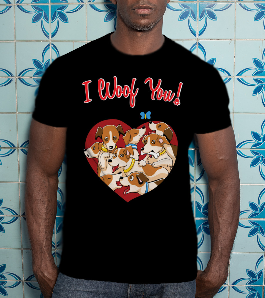 I Woof You Jack Russell Terrier Valentines Day Heart Puppies T-Shirt