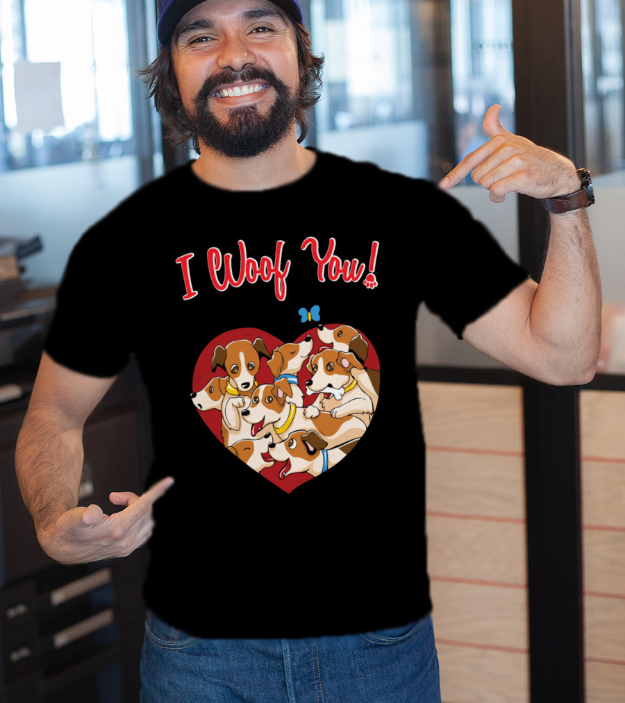I Woof You Jack Russell Terrier Valentines Day Heart Puppies T-Shirt