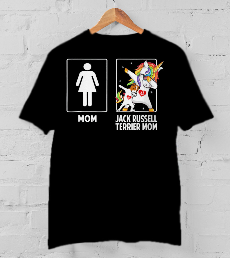 Jack Russell Terrier Mom Unicorn Dabbing With Colorful Mane And Stars T-Shirt