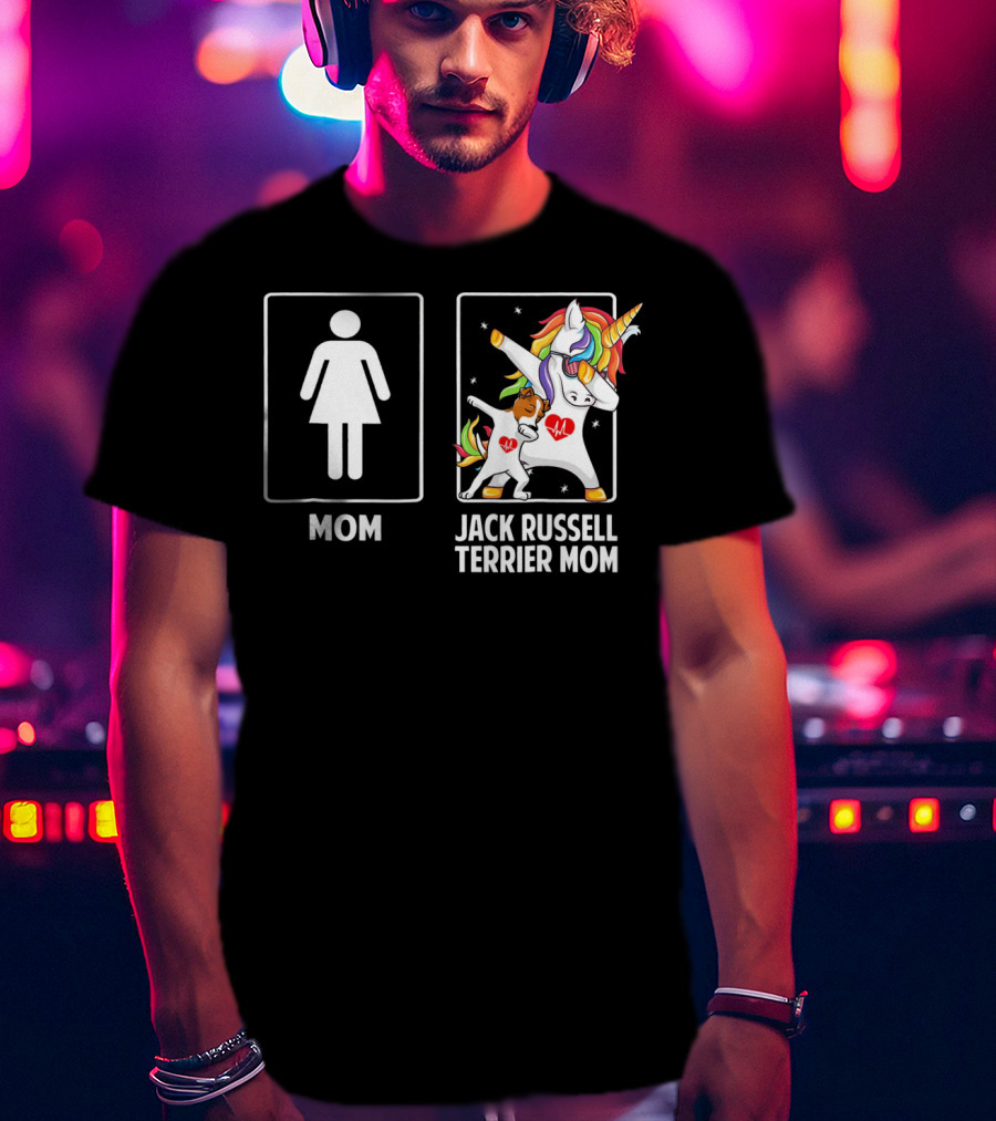 Jack Russell Terrier Mom Unicorn Dabbing With Colorful Mane And Stars T-Shirt