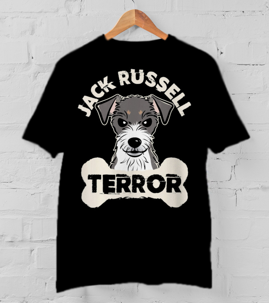 Jack Russell Terrier With Bone Graphic And 'Terror' Text T-Shirt