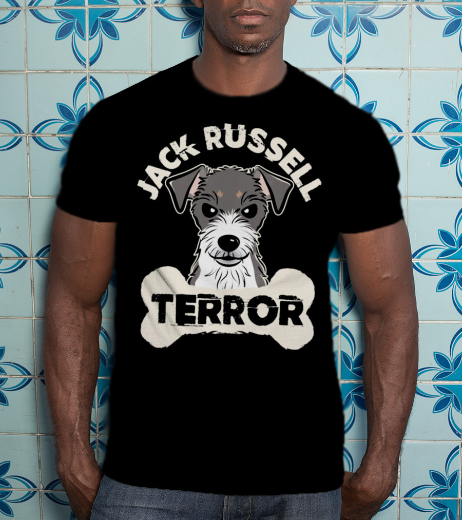 Jack Russell Terrier With Bone Graphic And 'Terror' Text T-Shirt