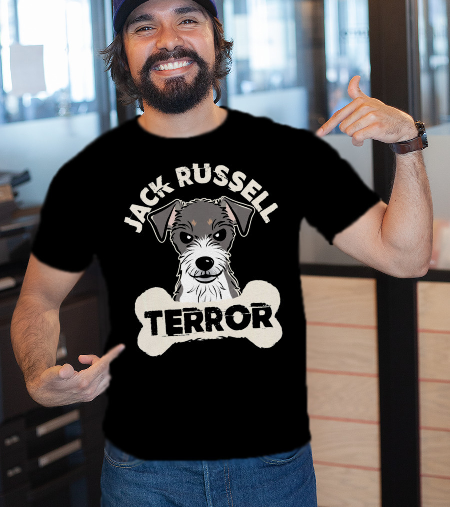Jack Russell Terrier With Bone Graphic And 'Terror' Text T-Shirt