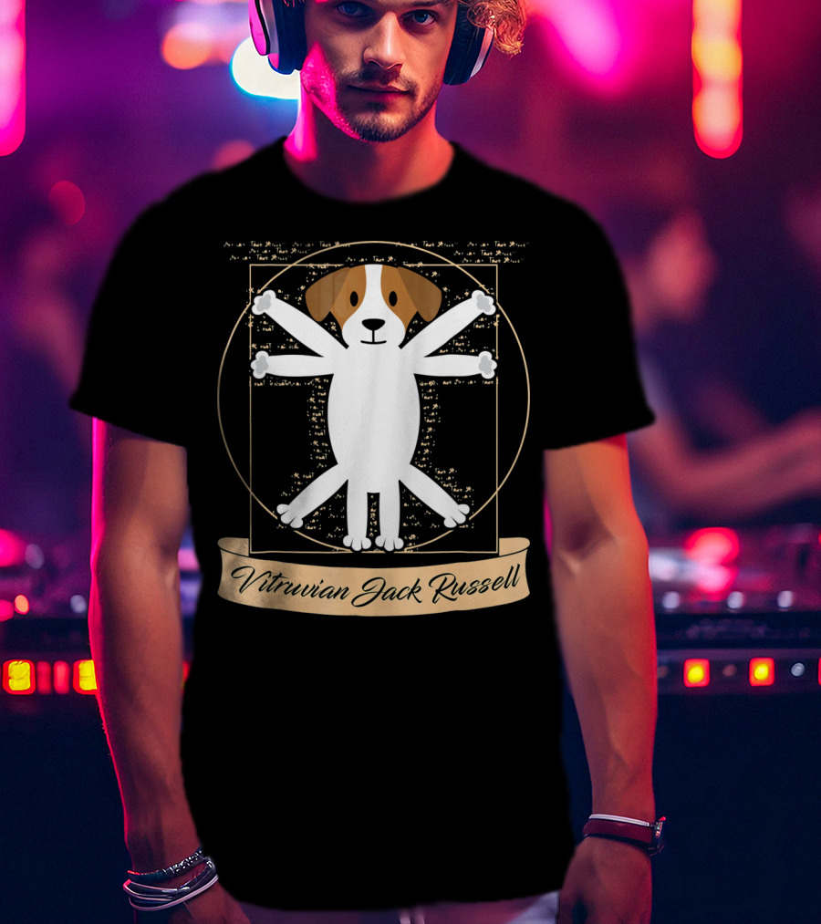 Vitruvian Jack Russell Terrier Man Dog T-Shirt