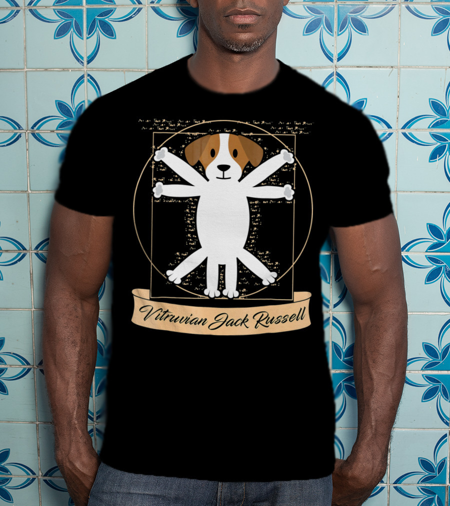 Vitruvian Jack Russell Terrier Man Dog T-Shirt