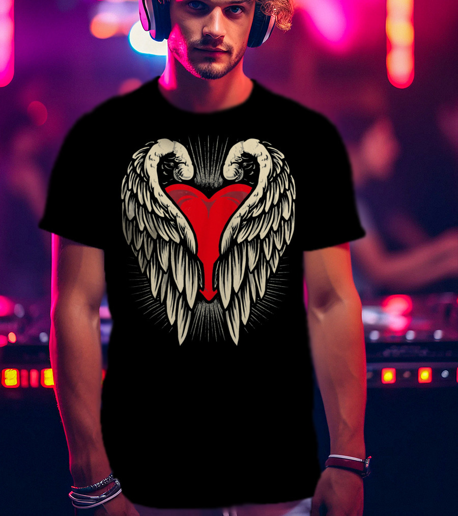 Angel Wings And Heart Valentine's Day T-Shirt