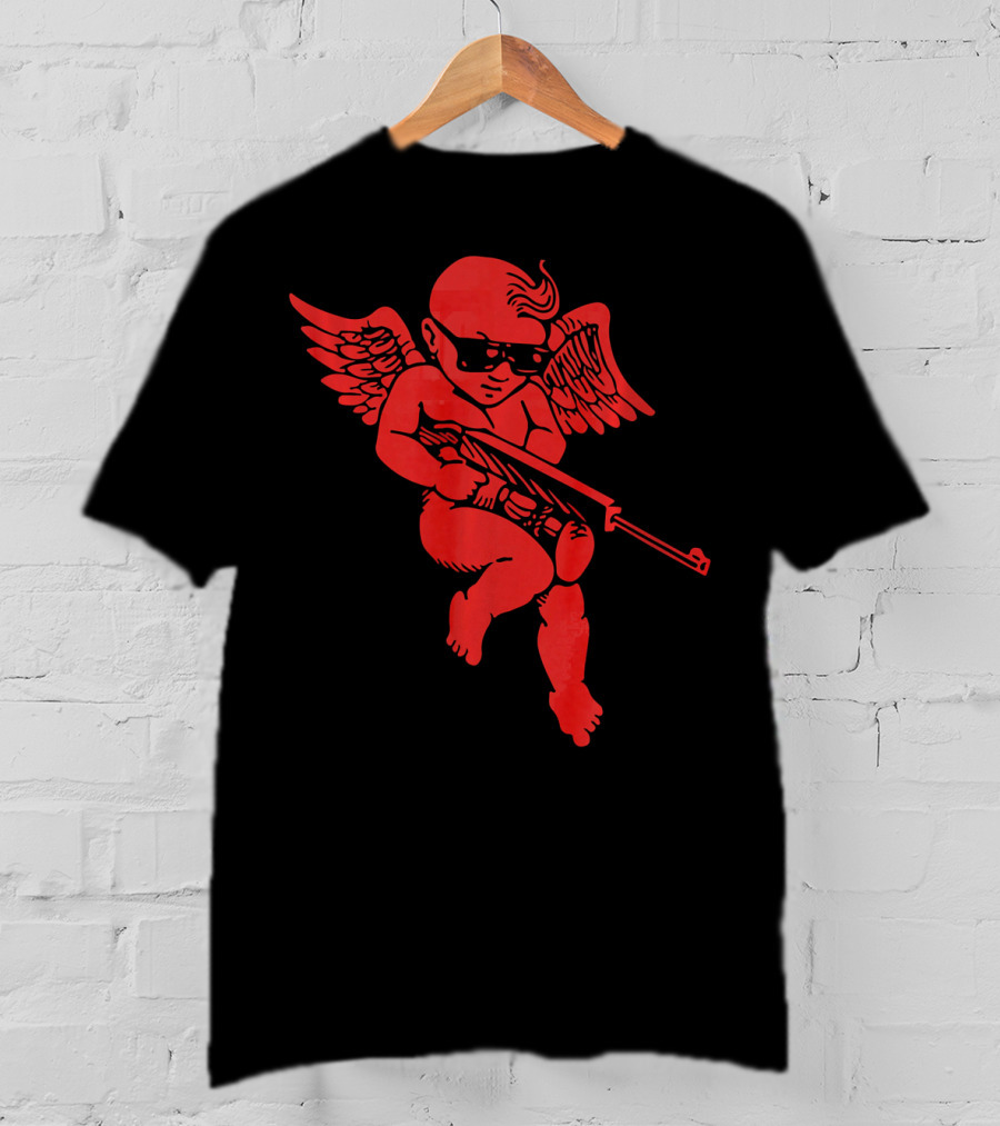Bad Cupid With Gun And Sunglasses For A Funny Valentine T-Shirt