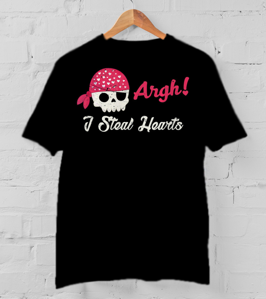 Argh I Steal Hearts Skull Bandana T-Shirt