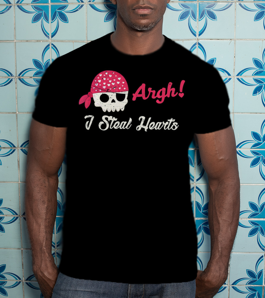 Argh I Steal Hearts Skull Bandana T-Shirt