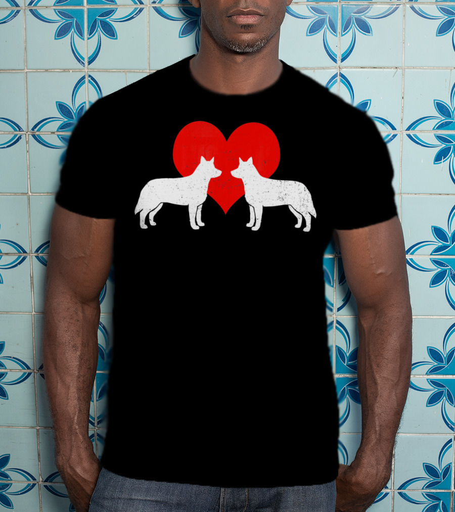 Australian Blue Heeler Heart Silhouette Valenti T-Shirt