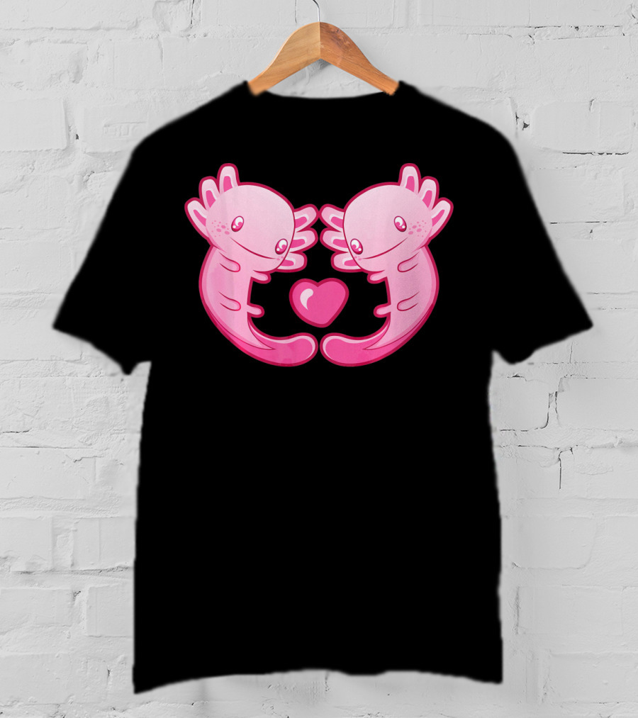 Axolotl Love Heart Cute Valentine's Amphibian T-Shirt