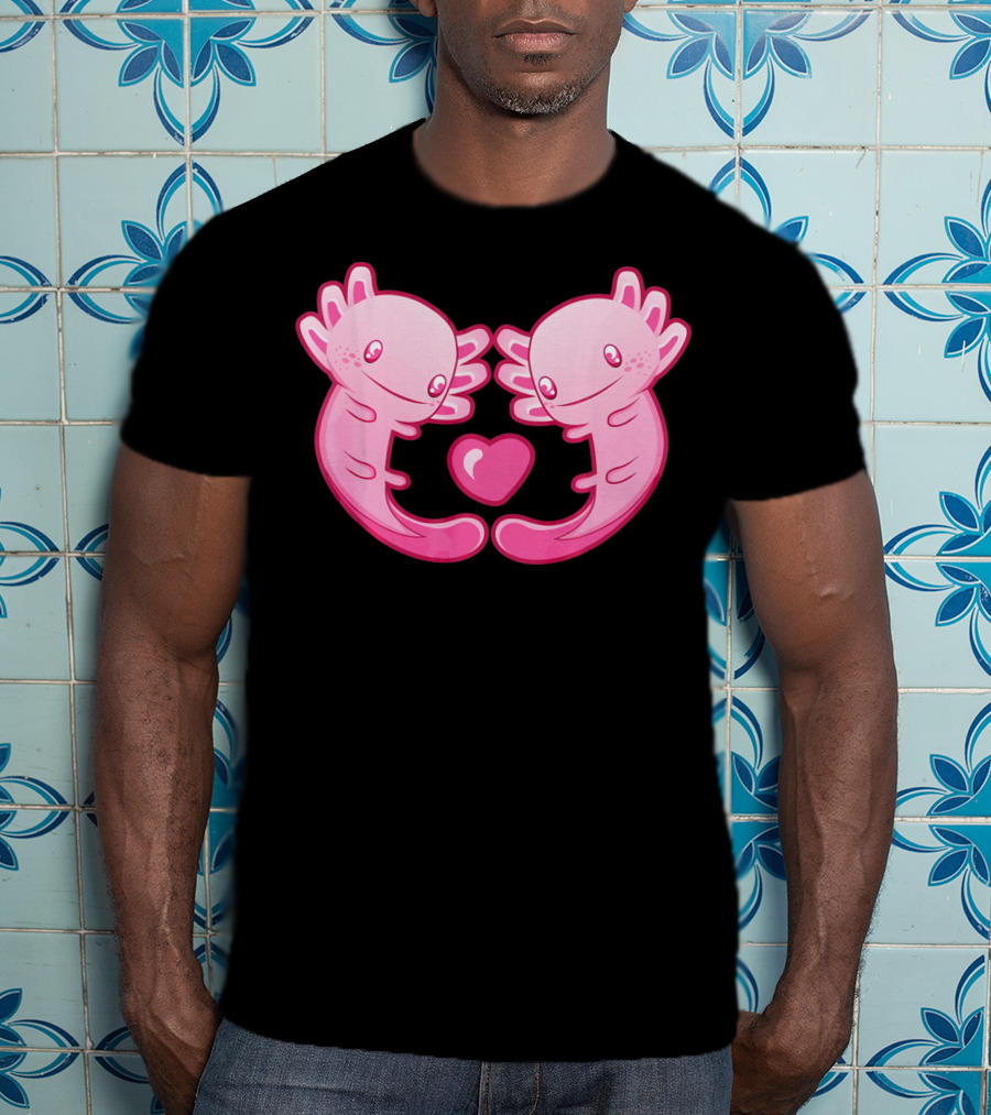 Axolotl Love Heart Cute Valentine's Amphibian T-Shirt