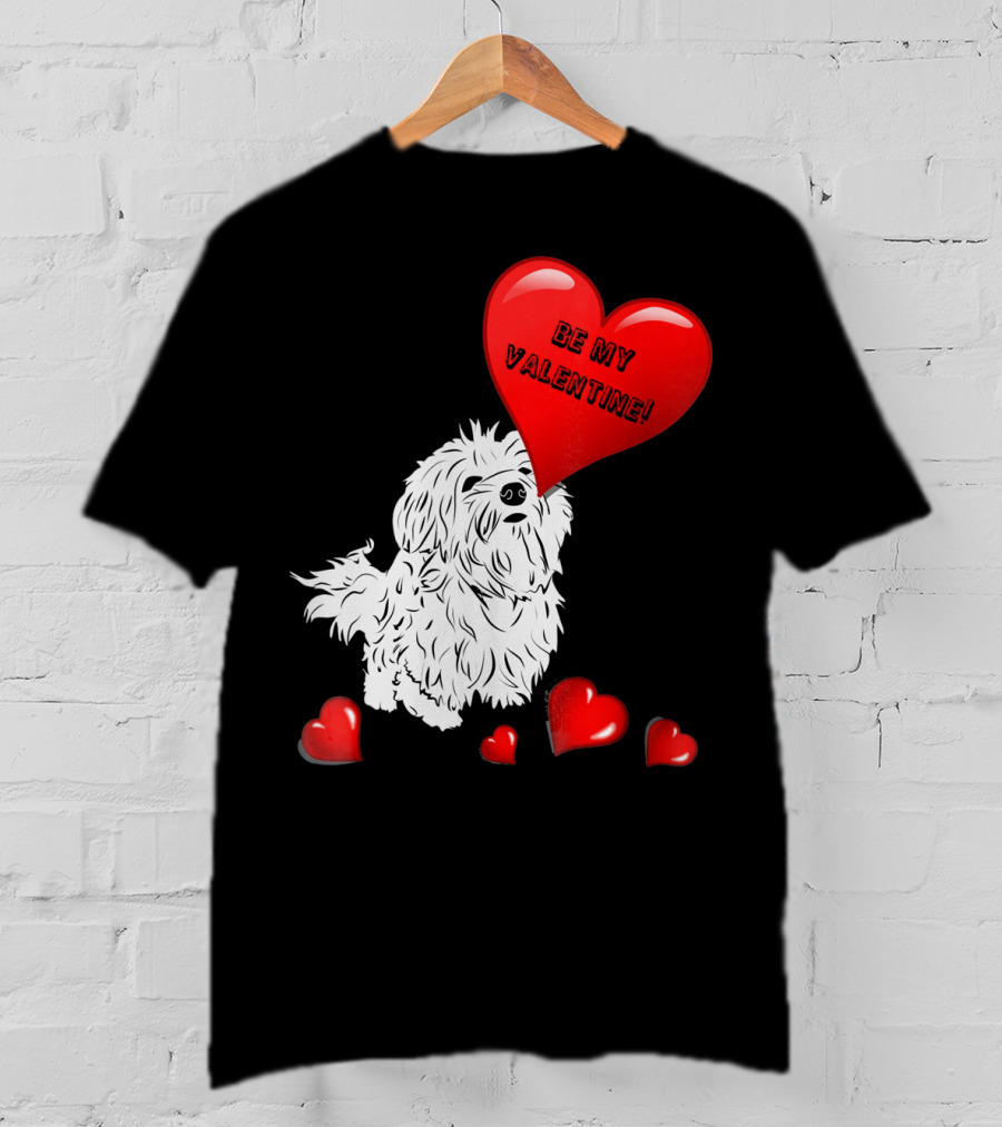 Be My Valentine Maltese Dogs In Love With Red Hearts T-Shirt