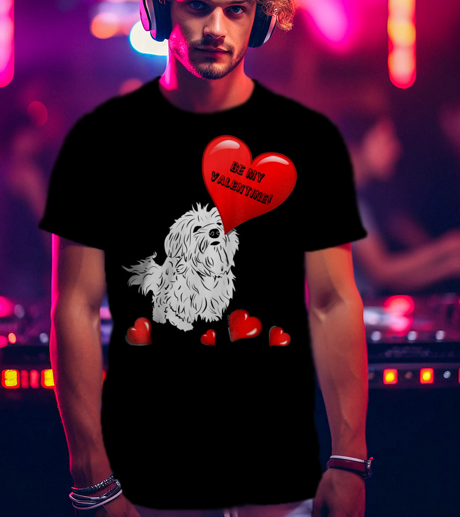 Be My Valentine Maltese Dogs In Love With Red Hearts T-Shirt