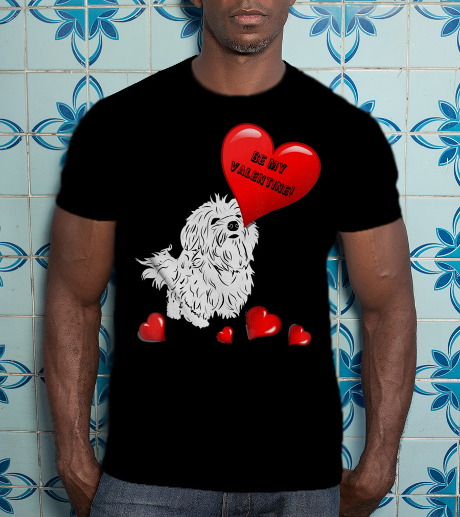 Be My Valentine Maltese Dogs In Love With Red Hearts T-Shirt