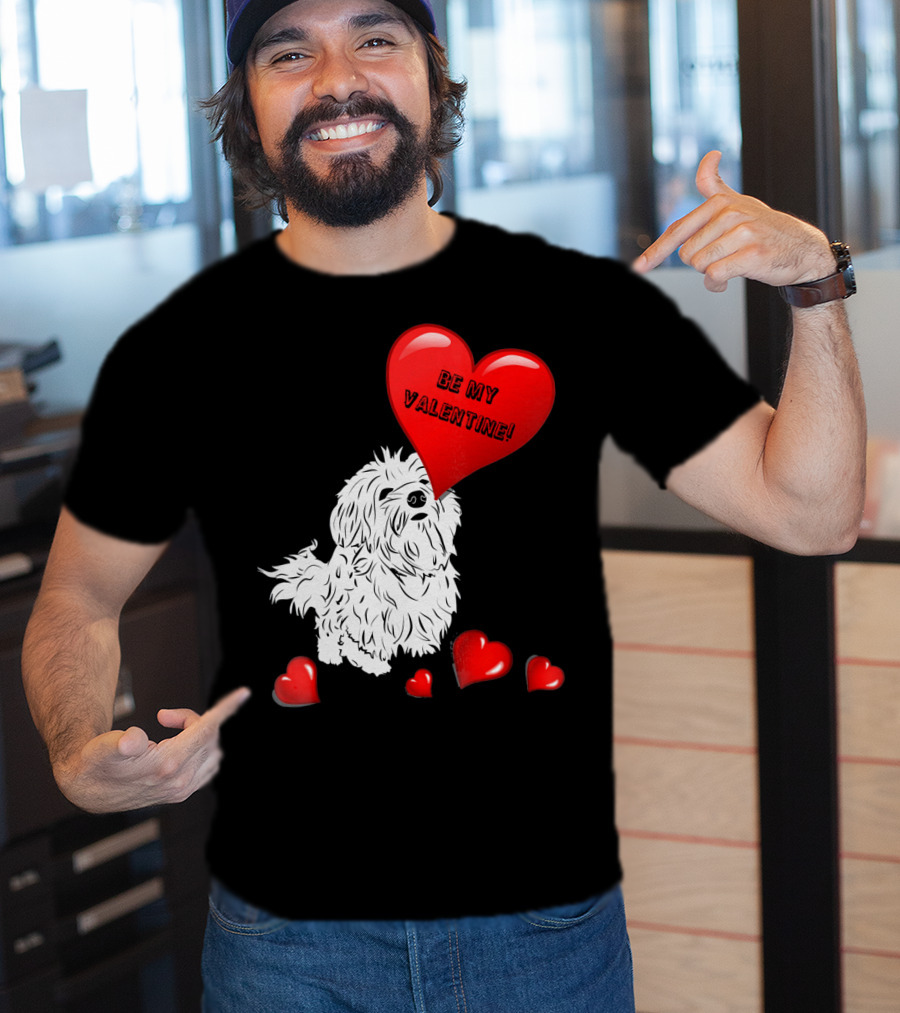 Be My Valentine Maltese Dogs In Love With Red Hearts T-Shirt