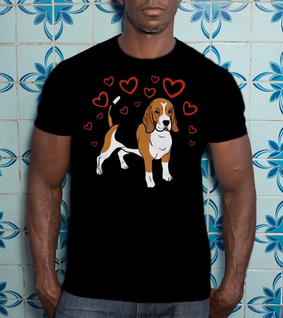 Beagle Surrounded By Hearts Valentine T-Shirt